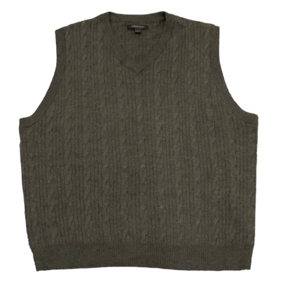 Nordstrom Sweater Vest Size Large Green Extra Fine Merino Wool Cable Knit - Picture 1 of 7